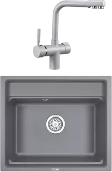 Комплект Мойка кухонная Granula Kitchen Space + Смеситель GR-2088 алюминиум
