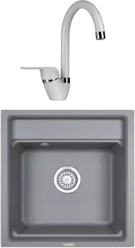 Комплект Мойка кухонная Granula Kitchen Space + Смеситель GR-1024 алюминиум