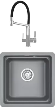 Комплект Мойка кухонная Granula Kitchen Space + Смеситель GR-0083 GR-0083 алюминиум с гибким изливом