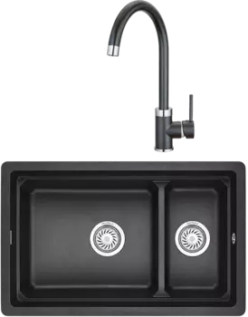 Комплект Мойка кухонная Granula Kitchen Space + Смеситель GR-2125 черный