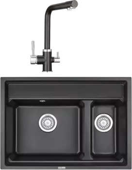 Комплект Мойка кухонная Granula Kitchen Space + Смеситель GR-2015 черный