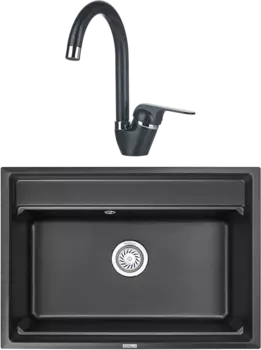 Комплект Мойка кухонная Granula Kitchen Space + Смеситель GR-1024 черный