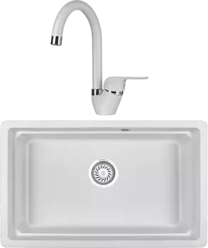 Комплект Мойка кухонная Granula Kitchen Space + Смеситель GR-1024 арктик
