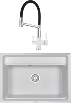 Комплект Мойка кухонная Granula Kitchen Space + Смеситель GR-0083 GR-0083 арктик с гибким изливом