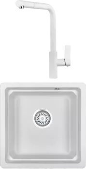 Комплект Мойка кухонная Granula Kitchen Space + Смеситель GR-2502 арктик