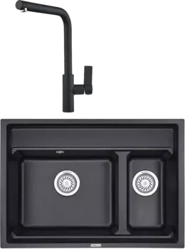 Комплект Мойка кухонная Granula Kitchen Space + Смеситель GR-2502 шварц