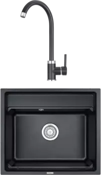 Комплект Мойка кухонная Granula Kitchen Space + Смеситель GR-2125 шварц