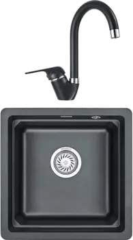 Комплект Мойка кухонная Granula Kitchen Space + Смеситель GR-1024 шварц