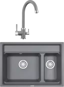 Комплект Мойка кухонная Granula Kitchen Space + Смеситель GR-2168 алюминиум