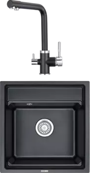 Комплект Мойка кухонная Granula Kitchen Space + Смеситель GR-2015 шварц
