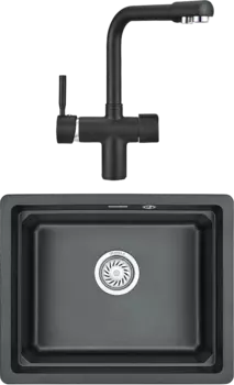 Комплект Мойка кухонная Granula Kitchen Space + Смеситель GR-2088 шварц