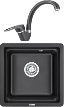 Комплект Мойка кухонная Granula Kitchen Space + Смеситель ST-03 черный