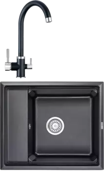 Комплект Мойка кухонная Granula Kitchen Space + Смеситель GR-2168 шварц