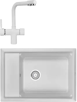 Комплект Мойка кухонная Granula Kitchen Space + Смеситель GR-2088 арктик