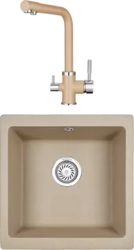 Комплект Мойка кухонная Granula + Смеситель GR-2015 песок