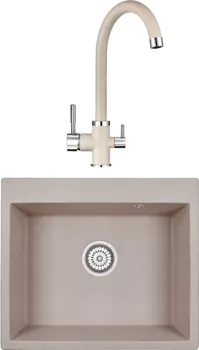 Комплект Мойка кухонная Granula + Смеситель GR-2168 пирит