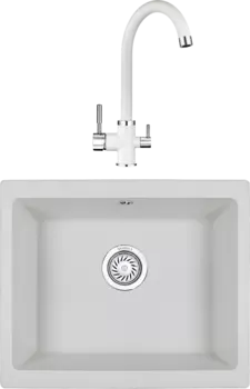 Комплект Мойка кухонная Granula + Смеситель GR-2168 арктик