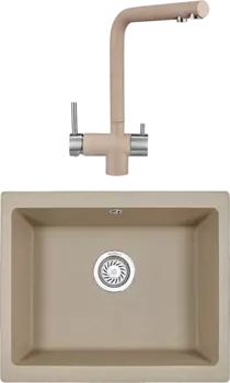 Комплект Мойка кухонная Granula + Смеситель GR-2305 песок