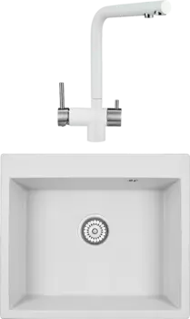 Комплект Мойка кухонная Granula + Смеситель GR-2305 арктик