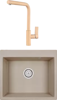 Комплект Мойка кухонная Granula + Смеситель GR-2502 песок