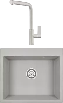 Комплект Мойка кухонная Granula + Смеситель GR-2502 базальт