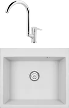 Комплект Мойка кухонная Granula + Смеситель MEGA Snow MG-SH03 хром