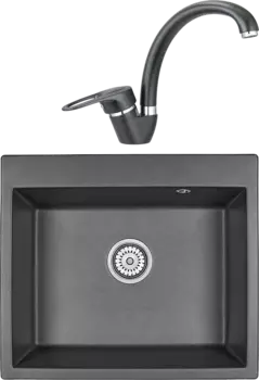 Комплект Мойка кухонная Granula + Смеситель ST-03 черный