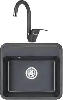 Комплект Мойка кухонная Granula Standart + Смеситель GR-1024 графит