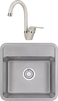 Комплект Мойка кухонная Granula Standart + Смеситель GR-1024 базальт