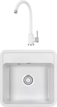 Комплект Мойка кухонная Granula Standart + Смеситель ST-4031 ST-4031 белый