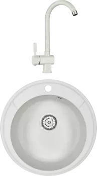 Комплект Мойка кухонная Granula Standart ST-4802 белая + Смеситель ST-31 белый