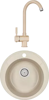 Комплект Мойка кухонная Granula Standart ST-4802 бежевая + Смеситель ST-31 бежевый