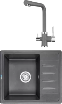 Комплект Мойка кухонная Granula Standart ST-5803 графит + Смеситель GR-2015 графит