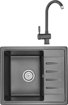 Комплект Мойка кухонная Granula Standart ST-5803 черная + Смеситель ST-31 черный