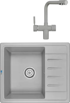 Комплект Мойка кухонная Granula Standart ST-5803 базальт + Смеситель GR-2088 базальт