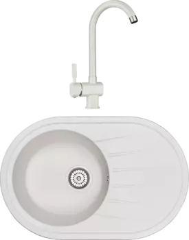 Комплект Мойка кухонная Granula Standart ST-7601 белая + Смеситель ST-31 белый