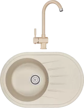 Комплект Мойка кухонная Granula Standart ST-7601 бежевая + Смеситель ST-31 бежевый