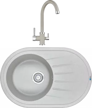 Комплект Мойка кухонная Granula Standart ST-7601 базальт + Смеситель GR-2168 базальт