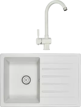 Комплект Мойка кухонная Granula Standart ST-7602 белая + Смеситель ST-31 белый