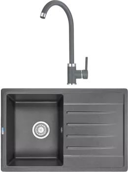 Комплект Мойка кухонная Granula Standart ST-7602 графит + Смеситель GR-2125 графит