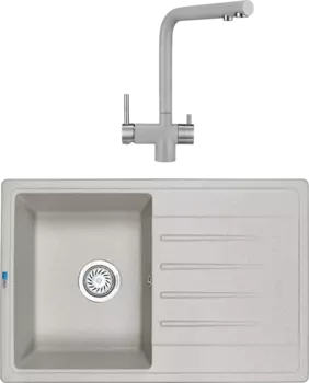 Комплект Мойка кухонная Granula Standart ST-7602 базальт + Смеситель GR-2305 базальт