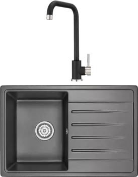 Комплект Мойка кухонная Granula Standart ST-7602 черный + Смеситель ST-4033 ST-4033 черный
