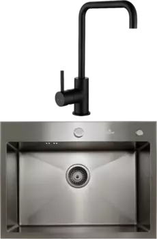Комплект Мойка кухонная Kaiser KSM-6046 черная + Смеситель Merkur 26844-9 черный