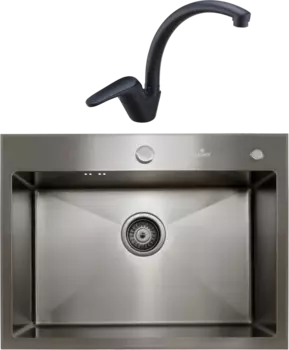 Комплект Мойка кухонная Kaiser KSM-6046 черная + Смеситель County 55244-9 черный