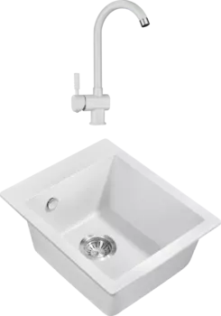 Комплект Мойка кухонная Milacio Murcia Cuarzo 42 MC.77042 белая + Смеситель Granula ST-31 белый