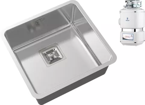 Комплект Мойка кухонная Oulin OL-0363 + Измельчитель отходов Oulin OL-KDS553 + Адаптер для измельчителя Oulin Адаптер квадратный