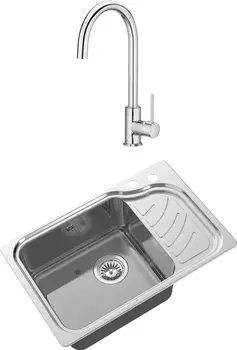 Комплект Мойка кухонная Oulin OL-327L + Смеситель для кухни Roca Etna 5A7B09C00 хром