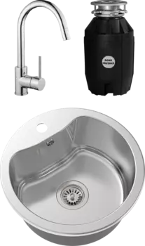 Комплект Мойка кухонная Oulin + Смеситель + Измельчитель Bone Crusher BC 810-AS