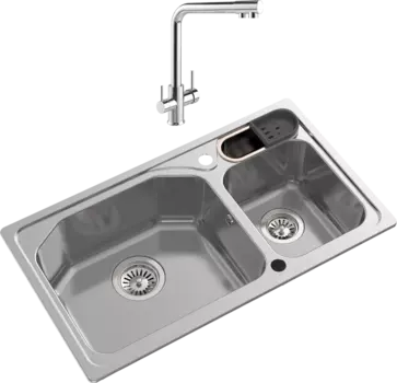 Комплект Мойка кухонная Oulin + Смеситель MEGA Life MG-TK05 хром