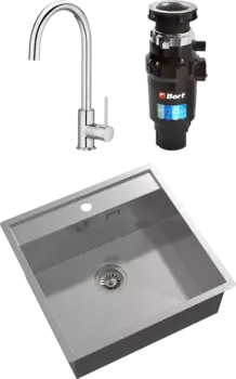 Комплект Мойка кухонная Oulin + Смеситель Roca Etna 5A7B09C00 хром + Измельчитель Bort Master Eco